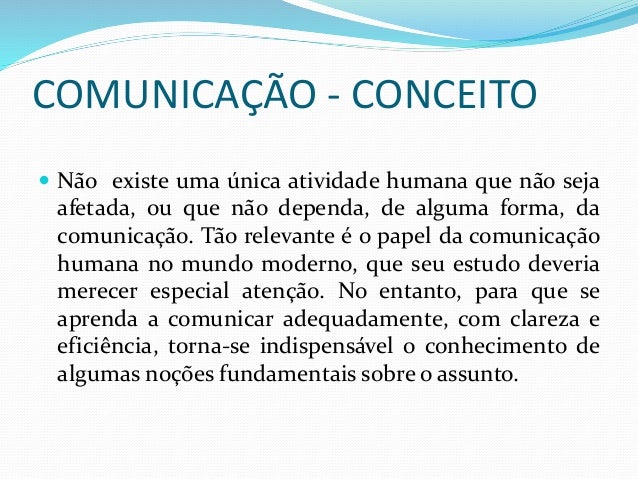 CONCEITO DE COMUNICAÇÃO.
