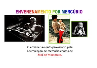 O envenenamento provocado pela
acumulação de mercúrio chama-se
Mal de Minamata.
 