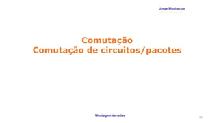 Montagem de redes
Jorge Muchacuar
Comutação
Comutação de circuitos/pacotes
20
 