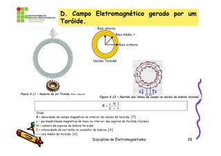 D. Campo Eletromagnético gerado por um
Toróide.




         Disciplina de Eletromagnetismo   28
 