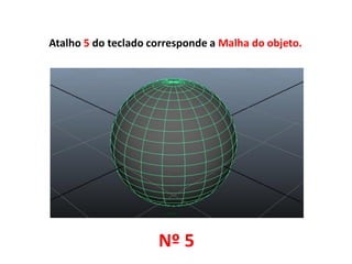 Atalho 5 do teclado corresponde a Malha do objeto.
Nº 5
 