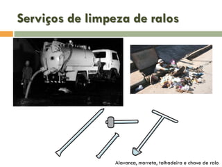 Serviços de limpeza de ralos

Alavanca, marreta, talhadeira e chave de ralo

 