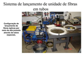Sistema de lançamento de unidade de fibras
em tubos

Configuração de
lançamento de
fibras ópticas por
meio de alta pressão
através de tubos
especiais.

 