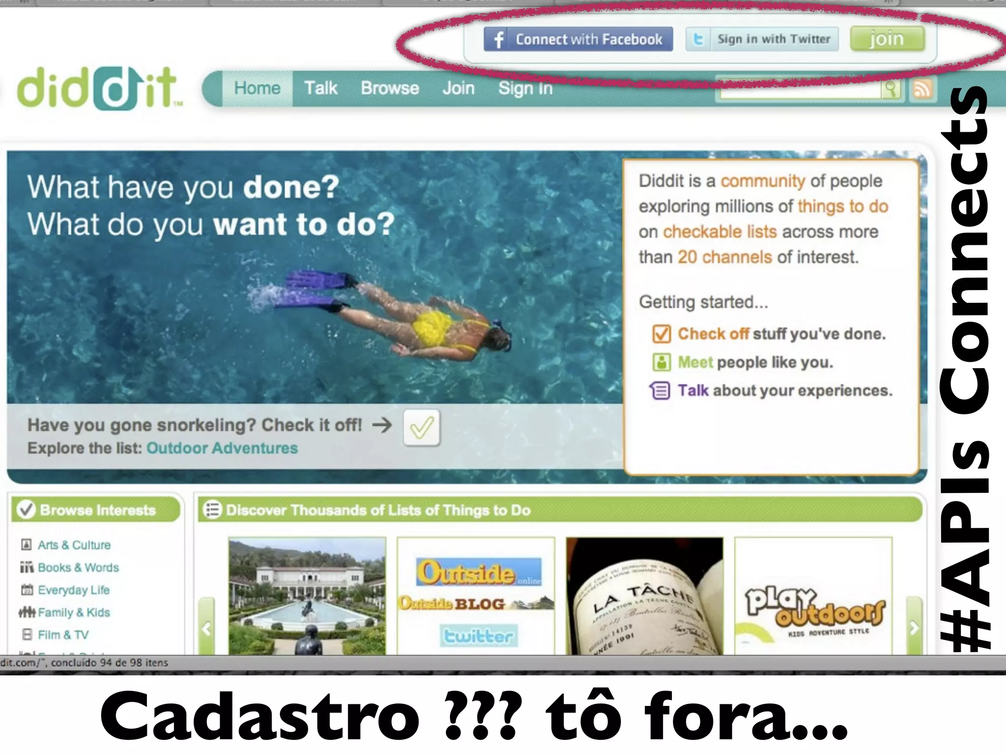 #APIs Connects
Cadastro ??? tô fora...