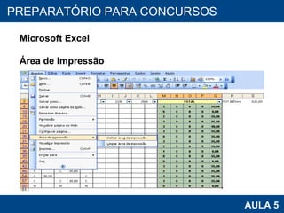 PROAB 2010 AULA 5 PREPARATÓRIO PARA CONCURSOS Microsoft Excel Área de Impressão 