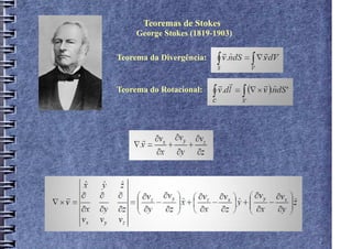 Teoremas de Stokes
     George Stokes (1819-1903)

Teorema da Divergência:


Teorema do Rotacional:
 