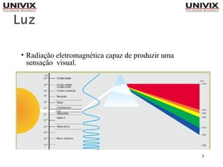 5
• Radiação eletromagnética capaz de produzir uma
sensação visual.
 