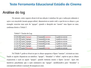 Teste Ferramenta Educacional Estúdio de Cinema
Análise do log
 