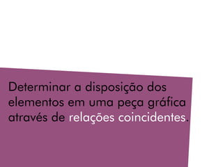 Determinar a disposição dos
elementos em uma peça gráfica
através de relações coincidentes.
 