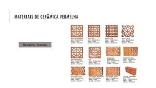 Elementos Vazados
MATERIAIS DE CERÂMICA VERMELHA
 