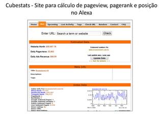 Cubestats - Site para cálculo de pageview, pagerank e posição
                           no Alexa
 