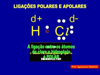 ClH
CLORO
é mais eletronegativo que o
HIDROGÊNIO
d+ d-
Prof. Agamenon Roberto
 