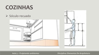COZINHAS
Aula 5 – Projetando ambientes Disciplina: Elementos De Arquitetura
 Sóculo recuado
 