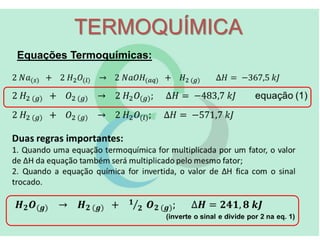 TERMOQUÍMICA
Equações Termoquímicas:
 