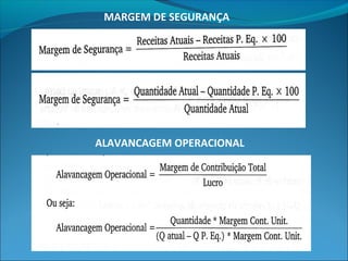 MARGEM DE SEGURANÇA 
ALAVANCAGEM OPERACIONAL 
 