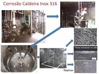 Replicas
Corrosão Caldeira Inox 316
Pite
Trinca iniciando no pite
CST
 
