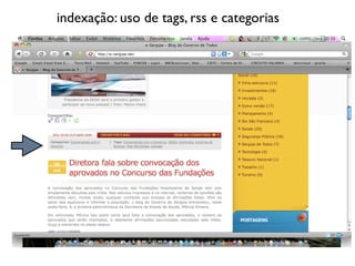 indexação: uso de tags, rss e categorias
 