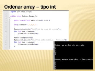 Ordenar array – tipo int
 