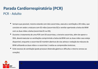BOLSA VÁLVULA MÁSCARA (BVM) -
AMBU
MÁSCARA
POCKET
MÁSCARA DE RCP
DESCARTÁVEL
Parada Cardiorrespiratória (PCR)
Tipos de más...