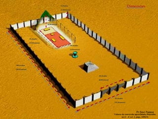 100côvados
(44,50metros)
50côvados
(22,20metros)
20côvados
(8,90metros)
5côvados
(2,20metros)
30côvados
(13,40metros)
10côvados
(4,50metros)
10côvados
(4,50metros)
Valores de conversão aproximada (baseados
no it – E vol. 2, págs. 1058-9)
Dimensões
Pr.Davi Passos
 