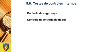 5.6.Testesdecontrolesinternos 
Controledesegurança 
Controledaentradadedados  