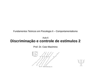 Ψ
Fundamentos Teóricos em Psicologia II – Comportamentalismo
Aula 6
Discriminação e controle de estímulos 2
Prof. Dr. Caio Maximino
 