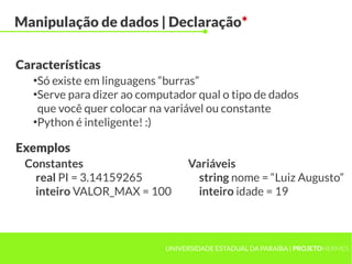 Aula 6 - Constantes e variáveis | PDF