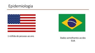 Epidemiologia
1 milhão de pessoas ao ano
Dados semelhantes ao dos
EUA
 