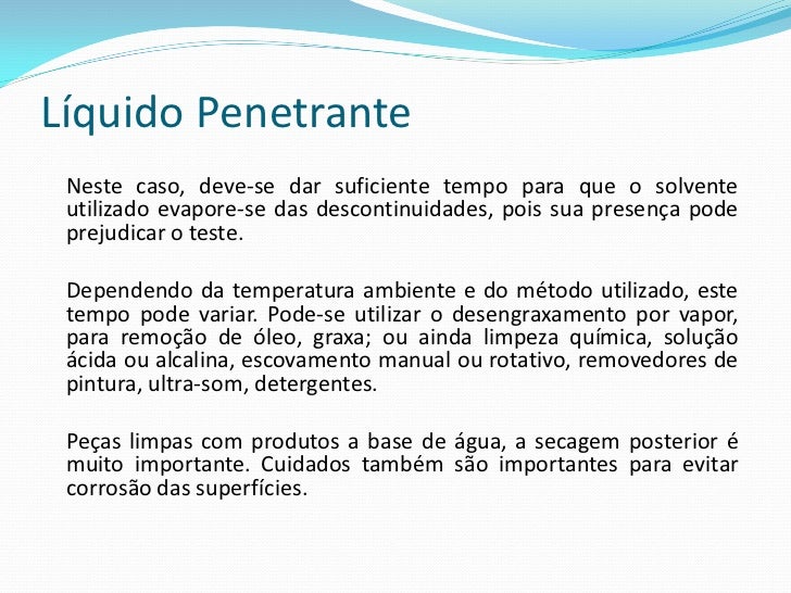 Ensaio liquido penetrante