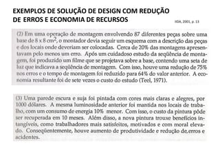 IIDA, 2001, p. 13
EXEMPLOS DE SOLUÇÃO DE DESIGN COM REDUÇÃO
DE ERROS E ECONOMIA DE RECURSOS
 
