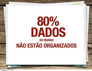 80%
DADOSDO MUNDO
NÃO ESTÃO ORGANIZADOS
Wednesday, April 30, 2014
 
