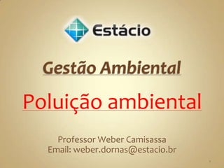 Poluição ambiental
    Professor Weber Camisassa
  Email: weber.dornas@estacio.br
                                   1
 