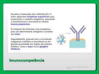 Magda Charrua  2010/2011 Biologia 12º ano  Imunocompetência 