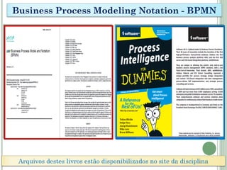 Business Process Modeling Notation - BPMN
Arquivos destes livros estão disponibilizados no site da disciplina
 