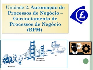 Unidade 2: Automação de
Processos de Negócio –
Gerenciamento de
Processos de Negócio
(BPM)
 