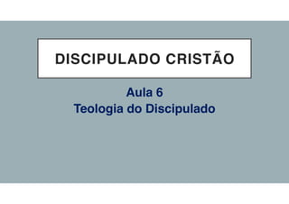 DISCIPULADO CRISTÃO
Aula 6
Teologia do Discipulado
 