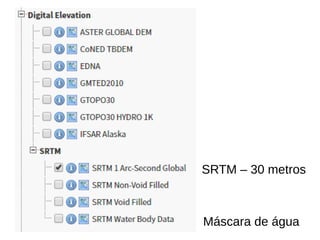 SRTM – 30 metros
Máscara de água
 