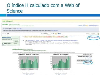 O índice H calculado com a Web of Science