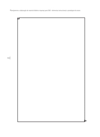 154
Planejamento e elaboração de material didático impresso para EAD - elementos instrucionais e estratégias de ensino
 