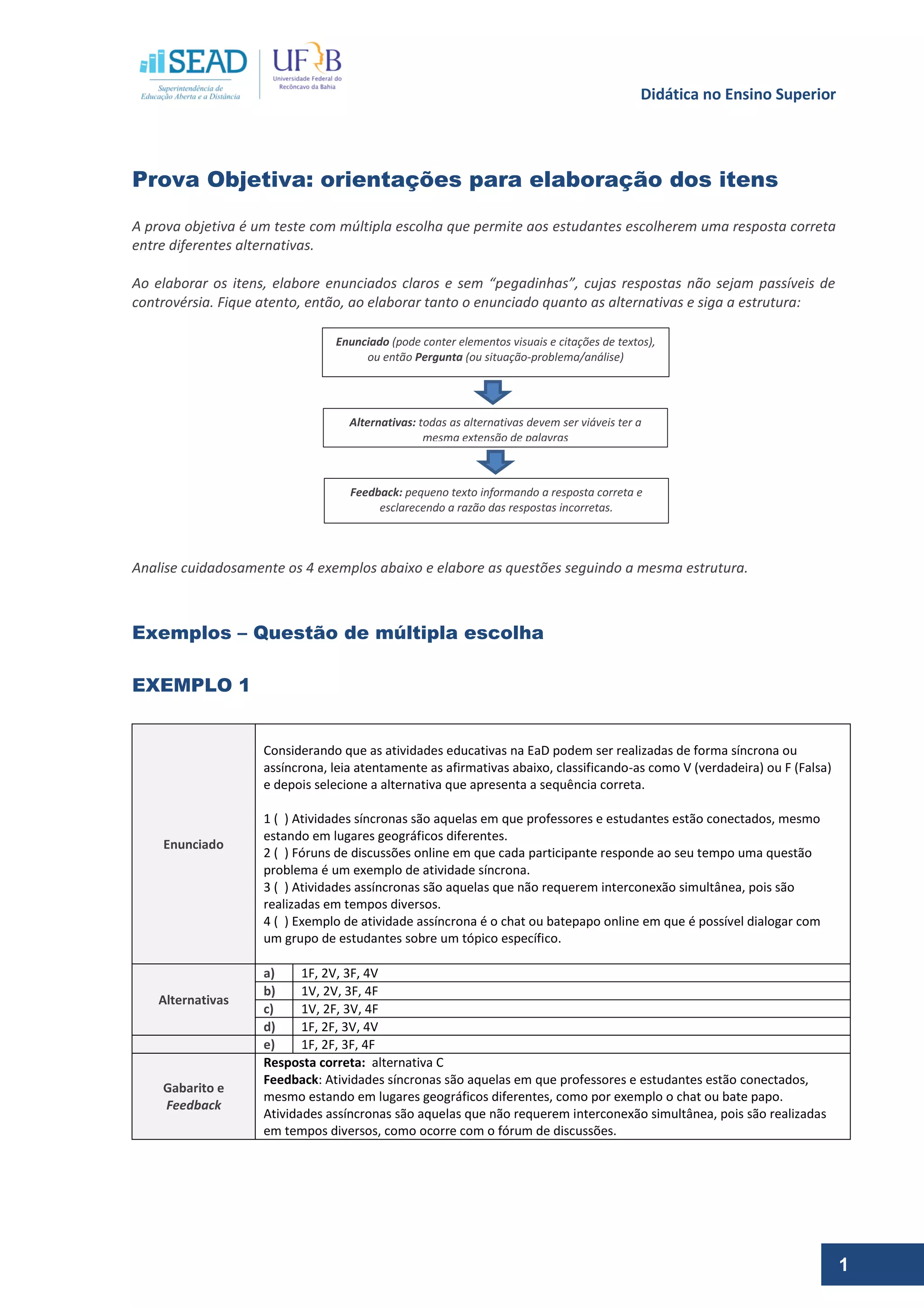 Aula 7. orientações para elaboração de provas objetiva | PDF
