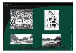 WELWYN
Segunda Cidade-Jardim (1920)
ATEORIANAPRÁTICA
Área central, vista aérea Planta área central
Vista do jardim do Centro Cívico
Rua residencial
 