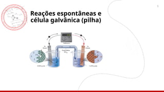 5
Reações espontâneas e
célula galvânica (pilha)
 