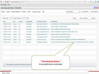 “ Prontuário Único ”
O procedimento realizado
 