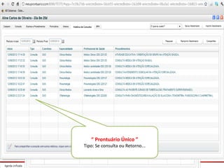 “ Prontuário Único ”
Tipo: Se consulta ou Retorno...
 
