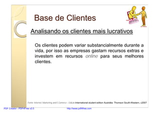 Base de Clientes
                       Analisando os clientes mais lucrativos

                              Os clientes ...