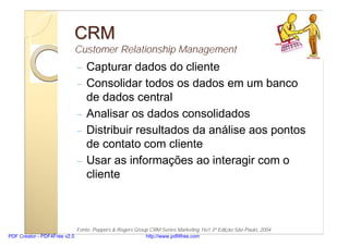 CRM
                           Customer Relationship Management
                            —   Capturar dados do cliente
...