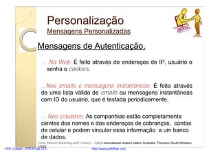 Personalização
                             Mensagens Personalizadas

                       Mensagens de Autenticação.
  ...