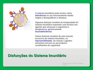Magda Charrua  2010/2011 Biologia 12º ano  Disfunções do Sistema Imunitário 