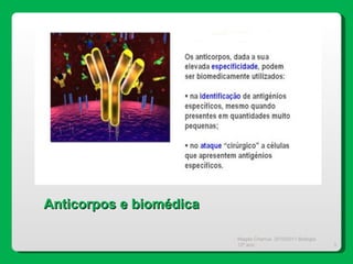 Magda Charrua  2010/2011 Biologia 12º ano  Anticorpos e biomédica 