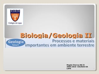 Biologia/Geologia II Magda Charrua BG II 2009/2010 COLÉGIO DA LAPA